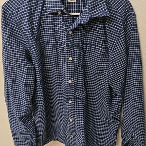 GAP Navy and White Plaid Casual Shirt